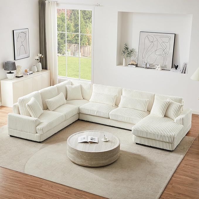 129" Oversized U Shaped Modular Sectional Sofa Couch by Unknown