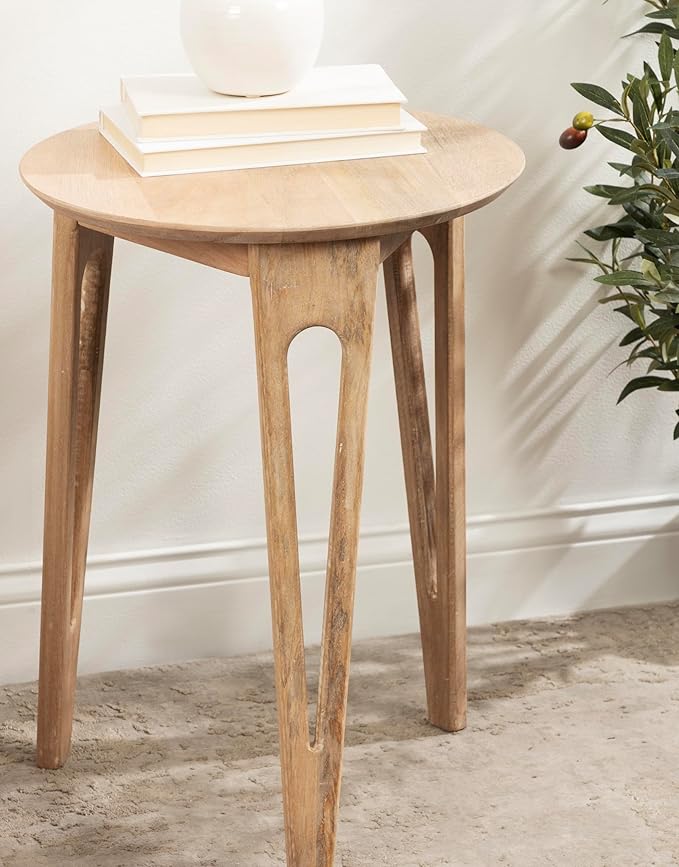 Kate and Laurel Kershaw Modern Round Side Table, Natural Wood, Transitional - Image 4