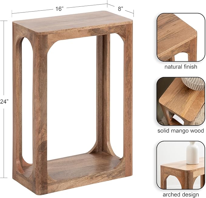 Kate and Laurel Dahl Modern Slatted Wooden Slim Side Table - Image 3