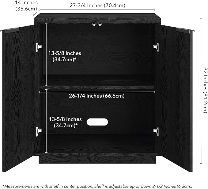 Henn&Hart 28" Wide Rectangular Accent Cabinet in Black Grain, - Image 10