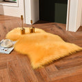 duduta Yellow Faux Sheepskin Throw Rug 2x3 ft, Fluffy Shag Fur Chair Cover by Duduta