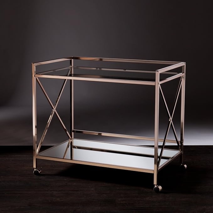 SEI Furniture Maxton Metallic Open Shelf Bar Cart - Image 2