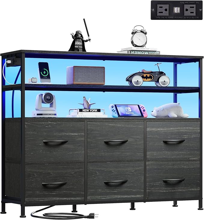 WLIVE Black TV Stand for 40, 45 inch TV, Entertainment Center - Image 8