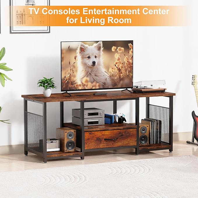 TV Stand with Drawers and Open Storage Shelves - Image 6