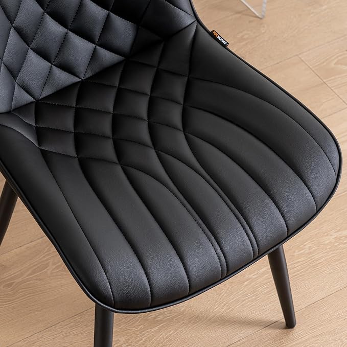 YOUNUOKE Black Dining Chairs Set of 2 Modern Upholstered Kitchen Chair - Image 7