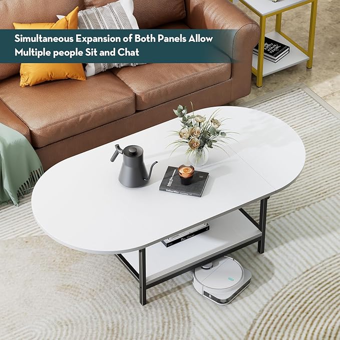 SAYGOER Modern Coffee Table White Extended Coffee Tables - Image 8