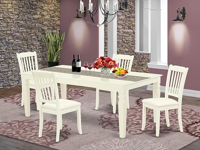 East West Furniture LGDA5-LWH-C 5 Piece Dining Room Table Set Includes a - Image 2