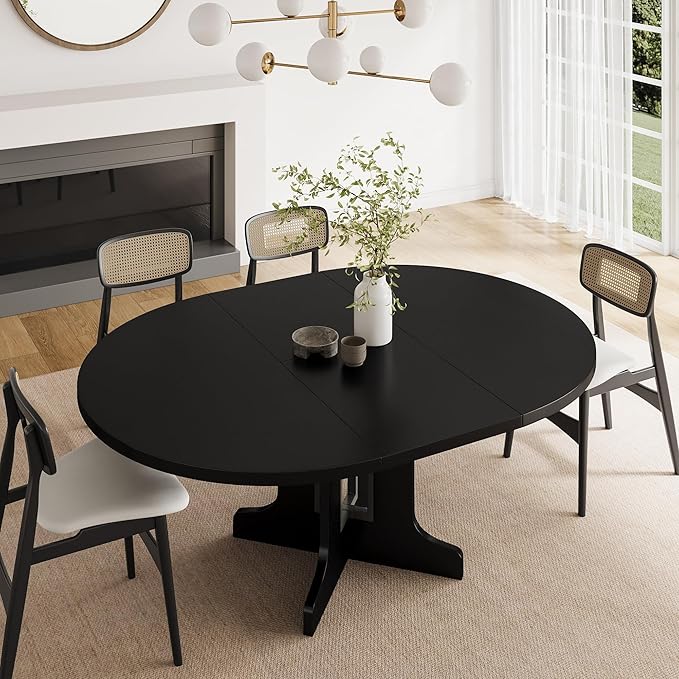Feonase 59" Round Extendable Dining Room Table by FEONASE