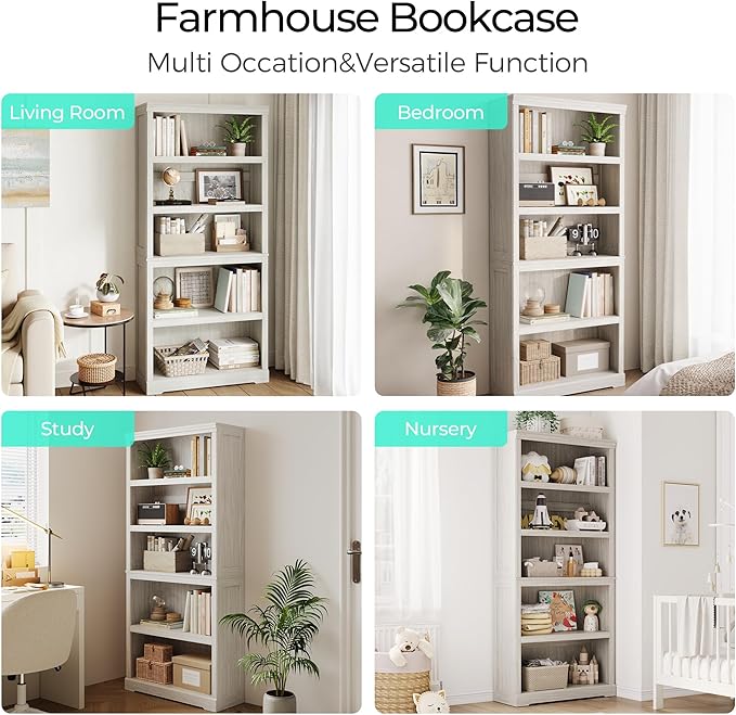 LINSY HOME 5-Shelf Bookcase, Bookshelves Floor Standing Display Storage Shelves - Image 5