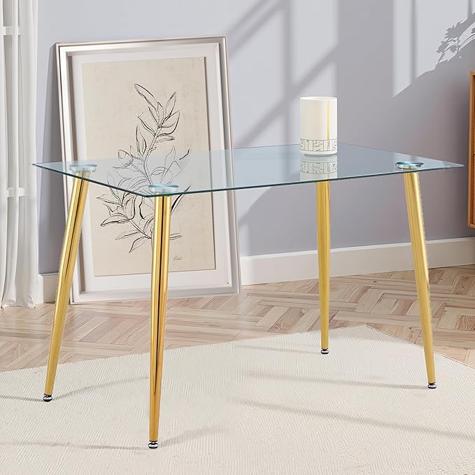 Dining Table for 6 Kitchen Table 47.2" Rectangular Modern Glass Dining Table by LynginsCreativeLife