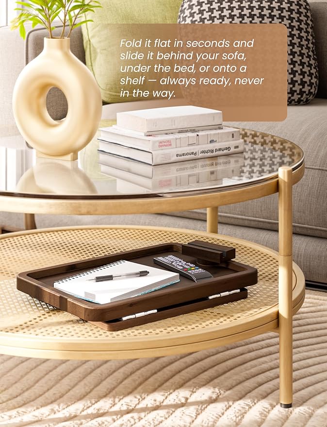 HOLANA 15.75" Acacia Couch Armrest Table - Image 4