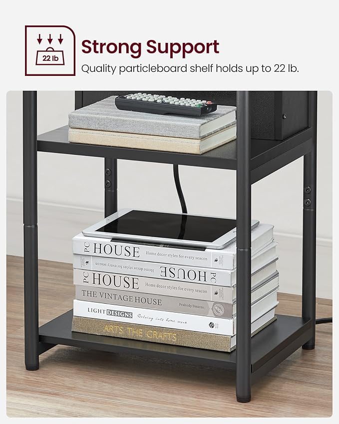 VASAGLE Side Table with Charging Station, 3-Tier End Table with USB Ports and - Image 8