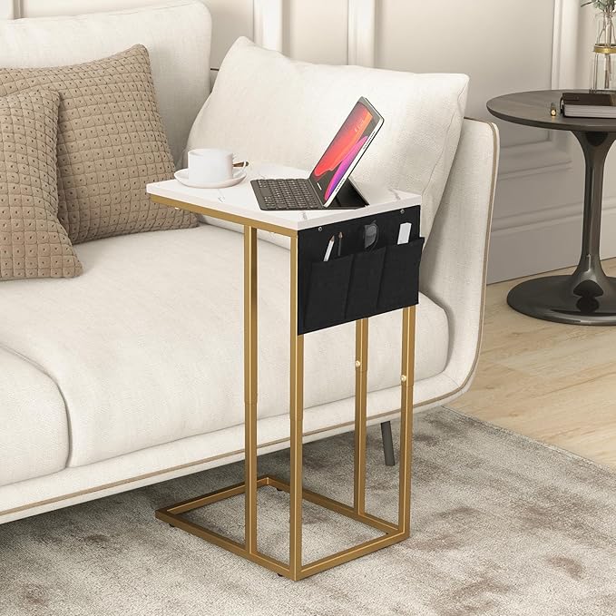 C Shaped End Table for Couch, Small Couch Side Table for Sofa, C Side Table - Image 2