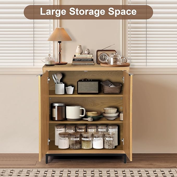 Buffet Cabinet with Storage Accent Sideboard Modern Credenza with 2 Doors & 3 - Image 7
