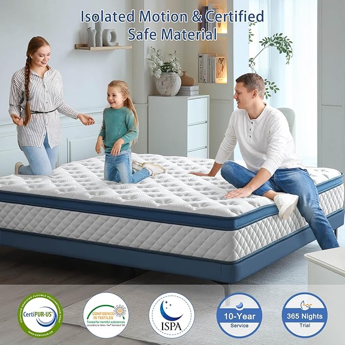 King Size Mattress, 14 Inch Medium Firm Hybrid King Bed Mattresses, Memory Foam - Image 7