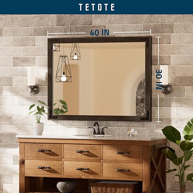 TETOTE 40 x 30 Black Wood Mirror - Image 7