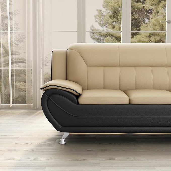 Container Furniture Direct Michael Modern Faux Leather Upholstered Stainless - Image 12
