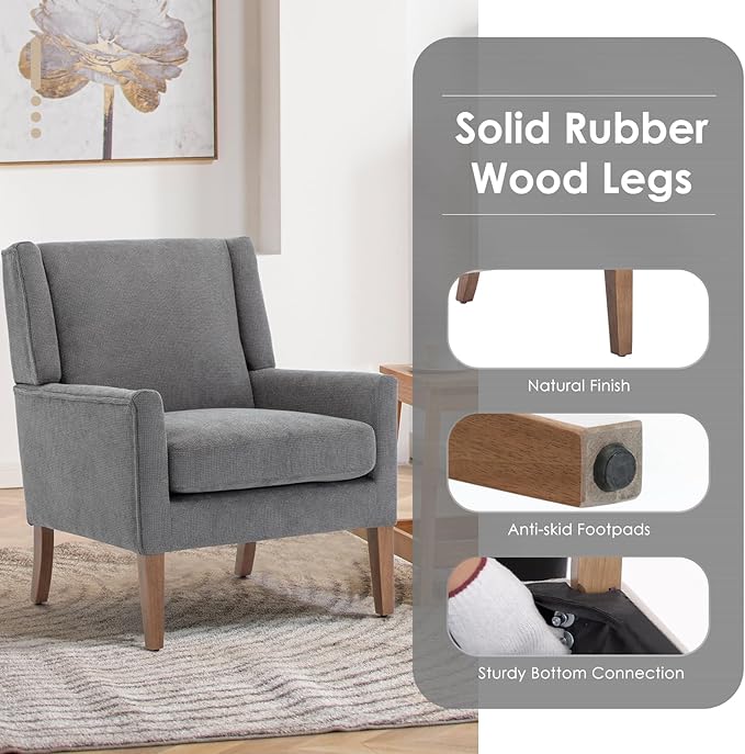 COLAMY Modern Wingback Living Room Chair, Upholstered Fabric Accent Armchair - Image 4