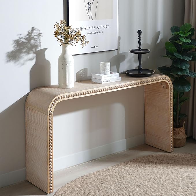 KEIKI Wood Console Table Behind Couch & Sofa, Retro Style - Image 3