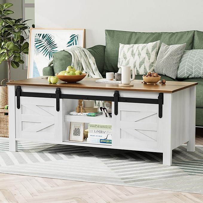 YESHOMY TV Stand Set with a Farmhouse Style Coffee Table, - Image 7