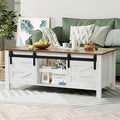 YESHOMY Coffee Table with Sliding Barn Doors & Storage, Wooden Center by SearchallYESHOMY