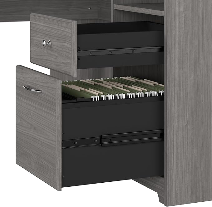 Bush Furniture Cabot L Shaped Computer Desk in Modern Gray | Corner Table - Image 5