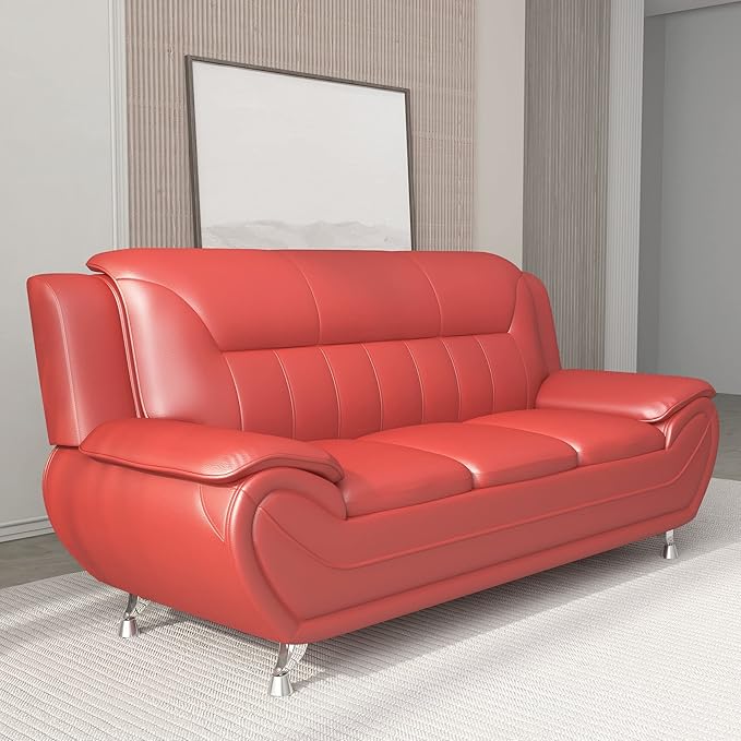 Container Furniture Direct Michael Modern Faux Leather Upholstered Stainless - Image 12