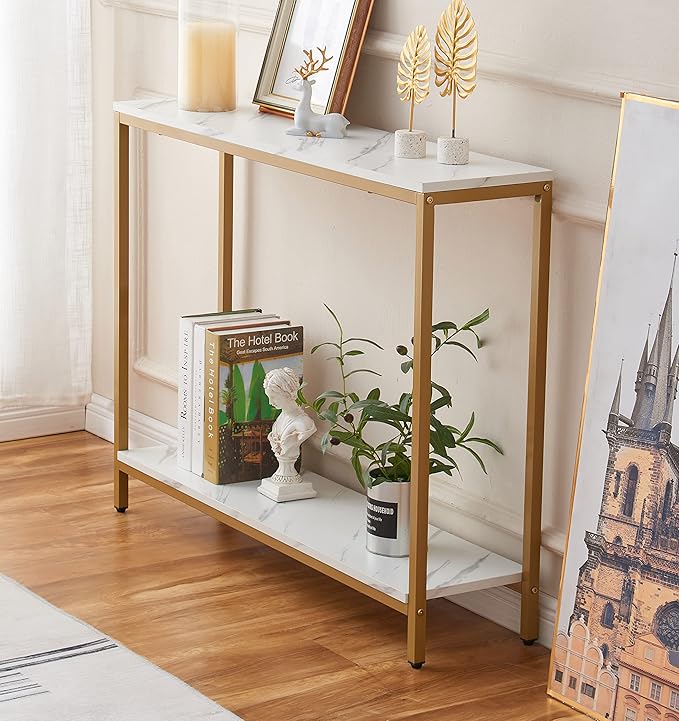 loglus Console Table for Entryway, Faux Marble MDF Sofa Table - Image 8