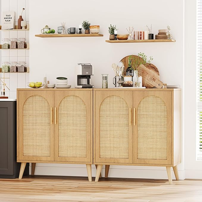 Rovaurx Set of 2 Rattan Storage Cabinet - Image 3