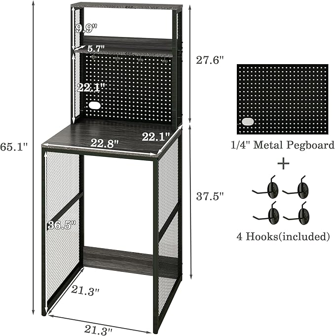 Mini Fridge Stand Shelf with Storage, Bakers Rack Coffee Bar Table Microwave - Image 3