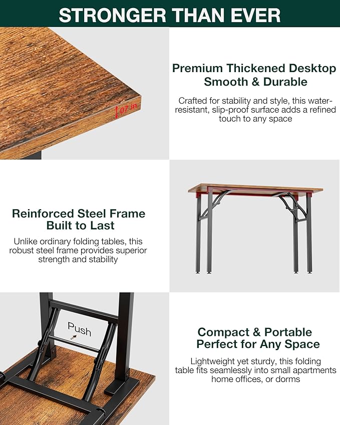 Frylr Small Folding Computer Desk – 55.1 Inch Portable Table - Image 6