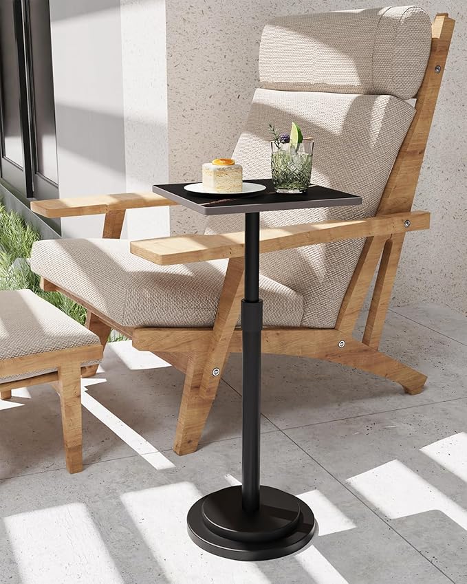 Versatile End Table with Metal Base, Height Adjustable, Vintage Square Indoor - Image 4
