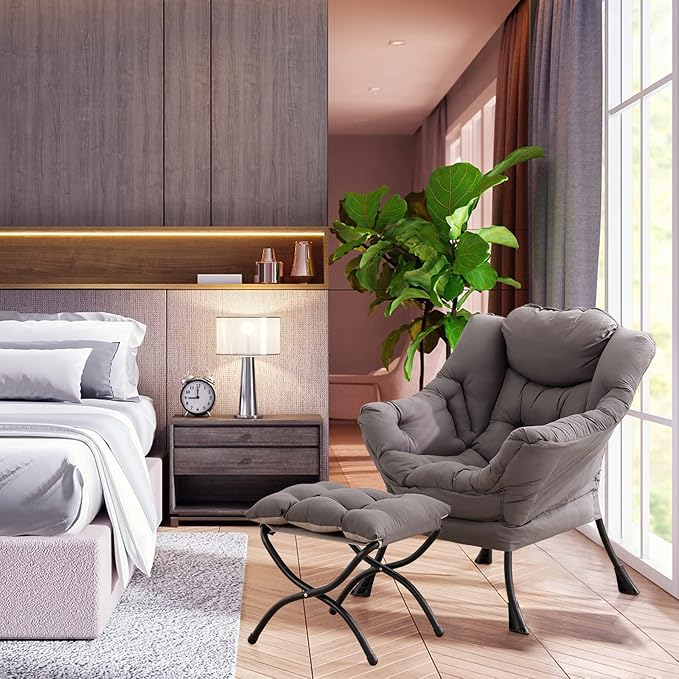 LITA Lazy Chair with Ottoman, Modern Accent Leisure Upholstered Lazy Sofa - Image 10
