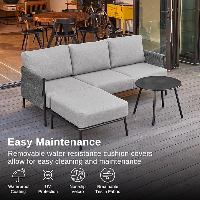 EAST OAK Life Chatter Patio Furniture Set, Outdoor Furniture Sectional Sofa Set - Image 7