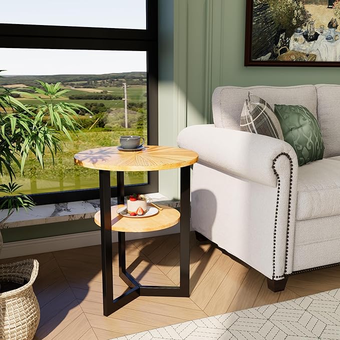 LEEMTORIG Round Side Table, High End Table Nightstand - Image 3