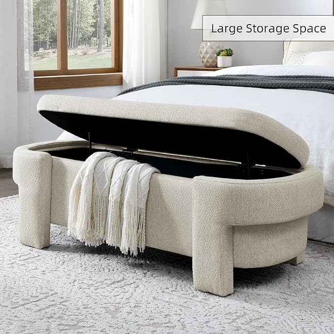 KEIKI 51" Linen Ottoman Bench - Image 3