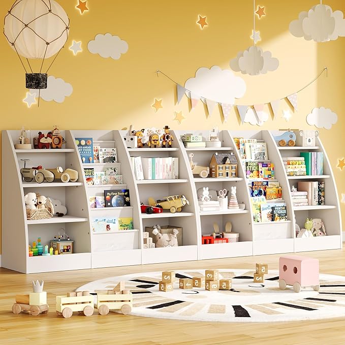 4 Tier Kids Bookshelf Set of 2, 4 Layer Sling Kids Book Shelf by FFBCFDKFurnitureSet