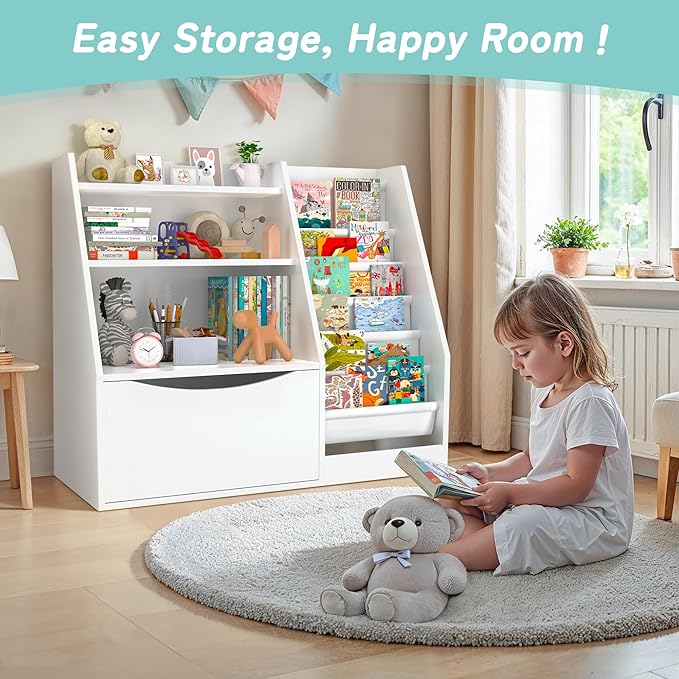 TOETOL Kids Bookshelf & Book Storage, 3 Tier Wooden Toddler Bookshelf - Image 6