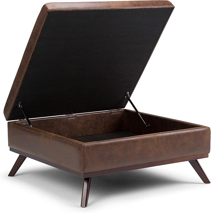 SIMPLIHOME Owen 36 inch Wide Mid Century Modern Square Coffee Table Storage - Image 3