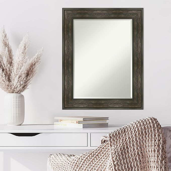 Amanti Art Brown Wall Mirror 30x24 Rail Rustic Char Rectangle Bathroom Mirror - Image 6