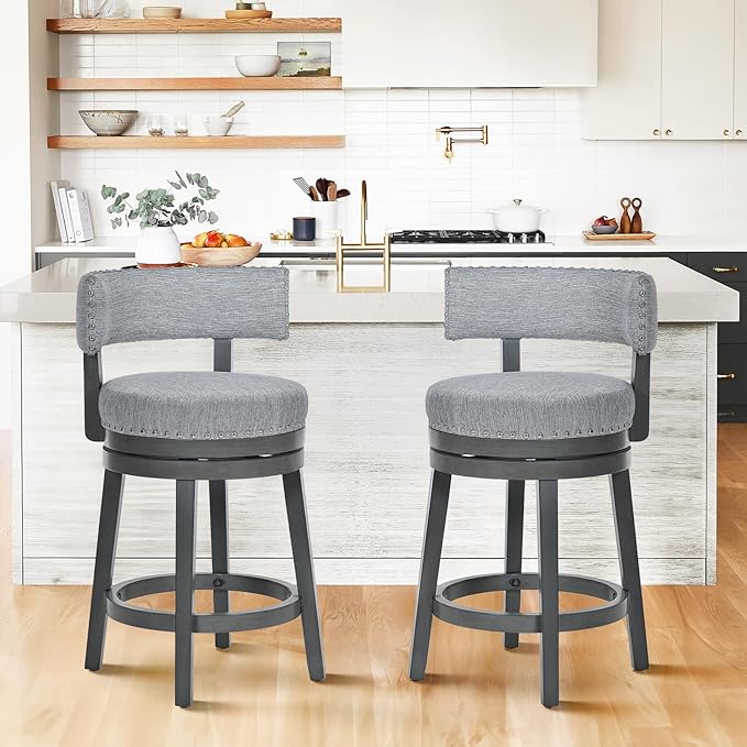 COLAMY Swivel Bar Stool Set of 2, Modern Swivel Barstool by COLAMYINC