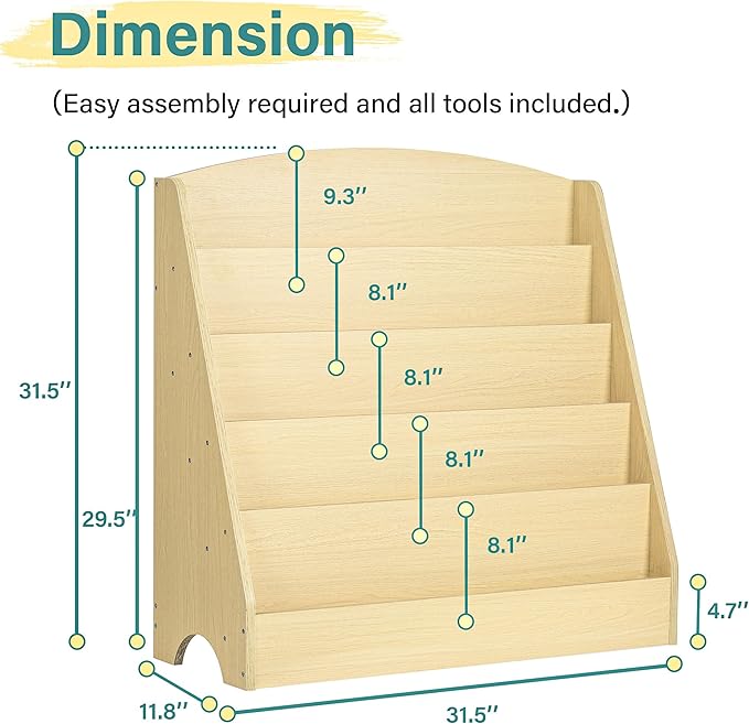 TOETOL 5-Tier Kids Bookshelf - Image 2