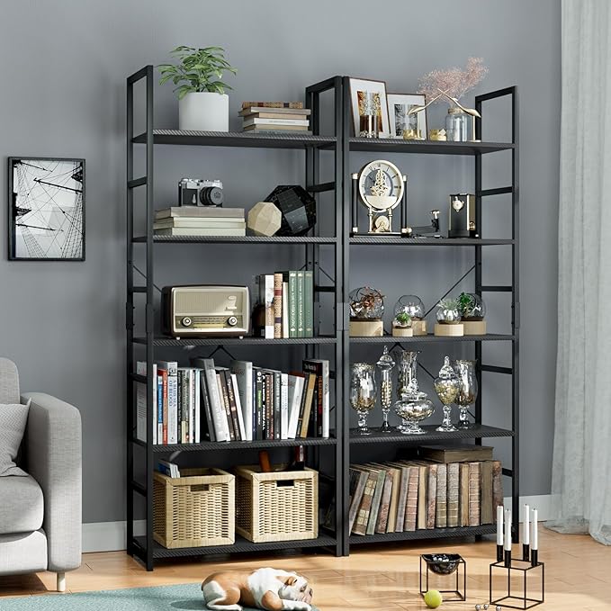 OTK 5 Tier Bookshelf, Tall Bookcase, Office Shelf Storage Organizer, Modern - Image 2