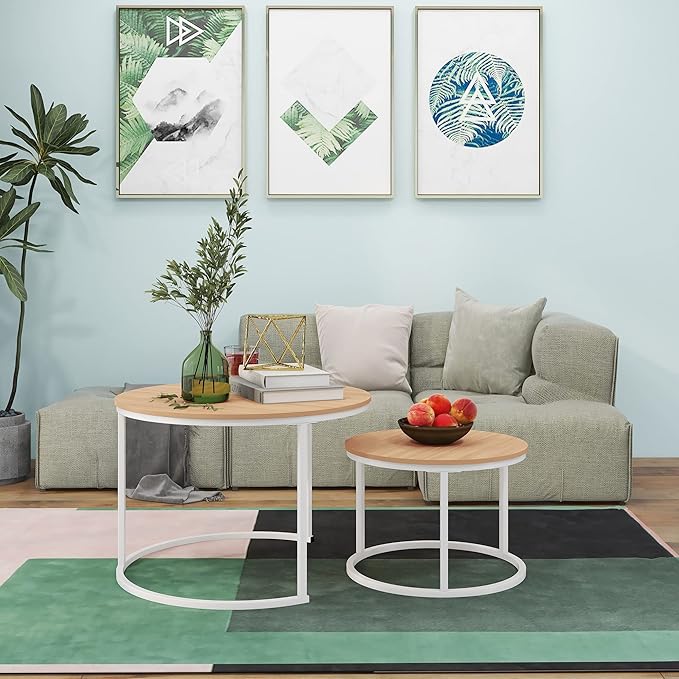 Round Coffee Table Set of 2 End Table - Image 4