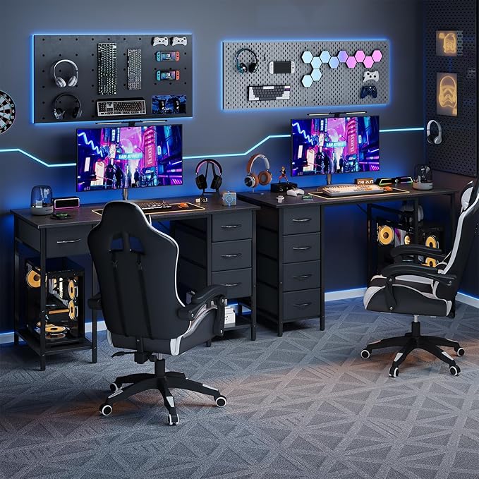 Computer Desk with 4 Drawers, 47 Inch Office Desk with Storage, Gaming Desk - Image 7