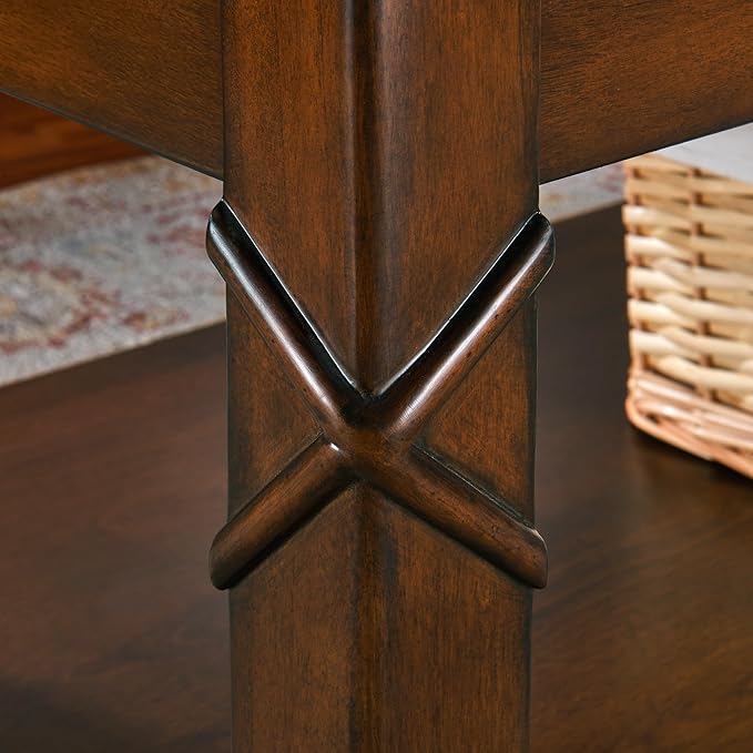 Solid Wood Coffee Table with Storage Shelf, Rectangle Coffee Table - Image 8