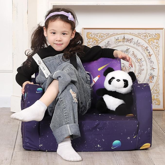 Astronaut Kids Sofa, 2-in-1 Kids Couch Fold Out, Convertible Sofa to Bed - Image 2