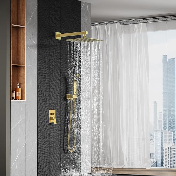 SR SUN RISE 12 Inches Bathroom Luxury Rain Mixer Shower Combo Set Wall Mounted - Image 8