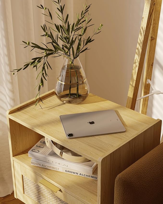Rattan Nightstand, Modern Bedside Table - Image 6