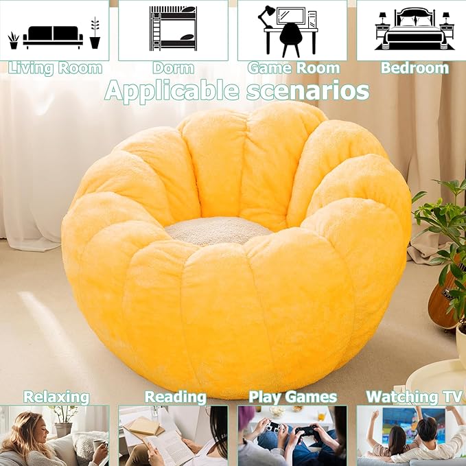 Pumpkin Bean Bag Sofa Chair for Adult, Beanbag Couch - Image 6